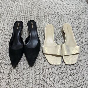 Reformation BUNDLE Wilda Kitten-Heel Mules + Christina Heeled Slide Sandal